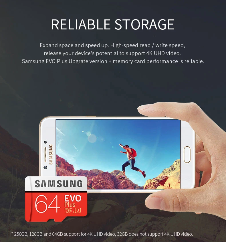 SAMSUNG Micro SD карта 256 ГБ 32 ГБ 64 Гб 128 Гб Карта памяти SDHC SDXC класс EVO Plus Claas10 UHS TF SD карты для смартфона/камеры