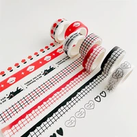 5m cartoon cute dog tulip grid washi tape red black diy scene kawaii sealing sticker kpop stationery masking decorative tapes