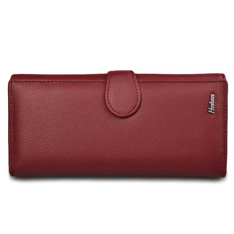 HH 100% Верхний слой из воловьей кожи Женский кошелек длинные бумажники натуральной