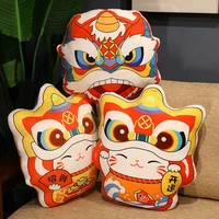 1pc double sided printing plush toy animal new year chinese lion cartoon cute cat doll plush pillow toys gift for childrenkids