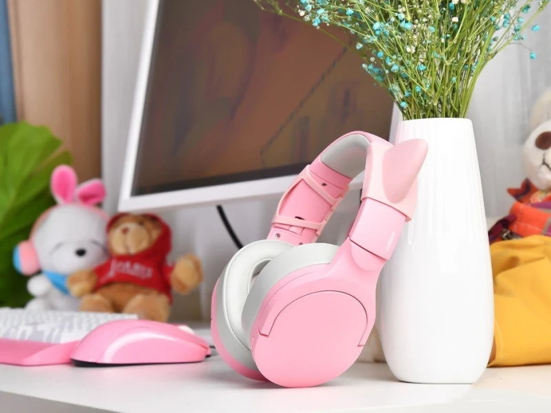 Новая беспроводная bluetooth Гарнитура Somic SC2000BT с розовыми кристаллами и кошачьими