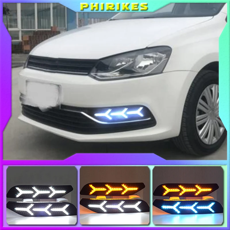 

1Pair Daytime Running Lights DRL LED For Volkswagen VW Polo 2014 2015 2016 2017 2018 Driving Dynamic Streamer Flow Fog light
