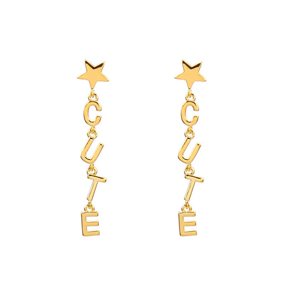 

CUTE Letter Woman‘s Earrings Gold Silver Color Star Drop Hanging Earrings 2021 Trend Jewelry Accessories 11.11 Gifts