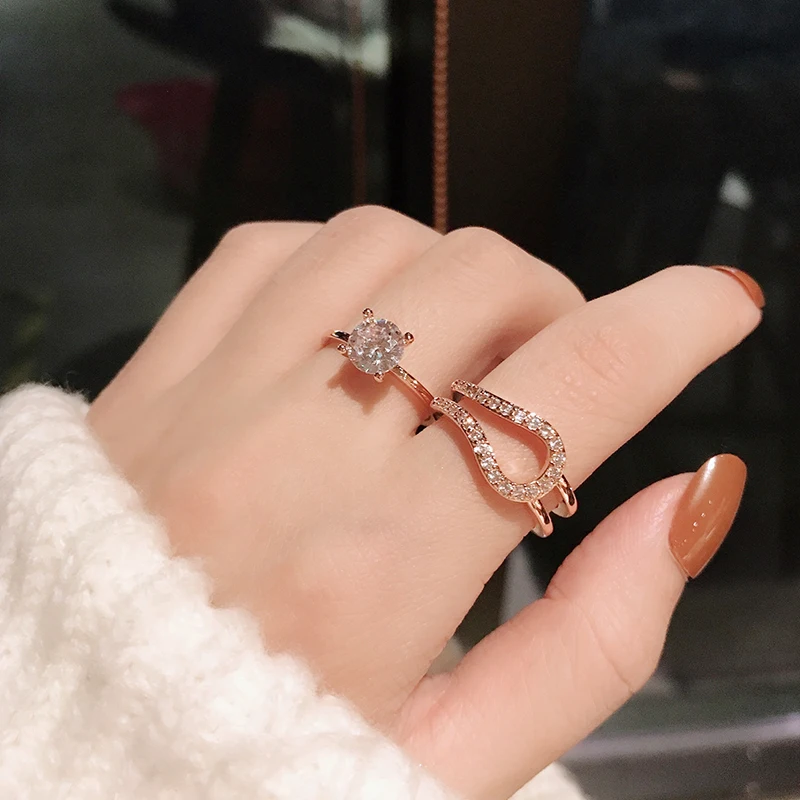 Японский вход Lux открытым указательный палец с двойным Слои кольцо женский