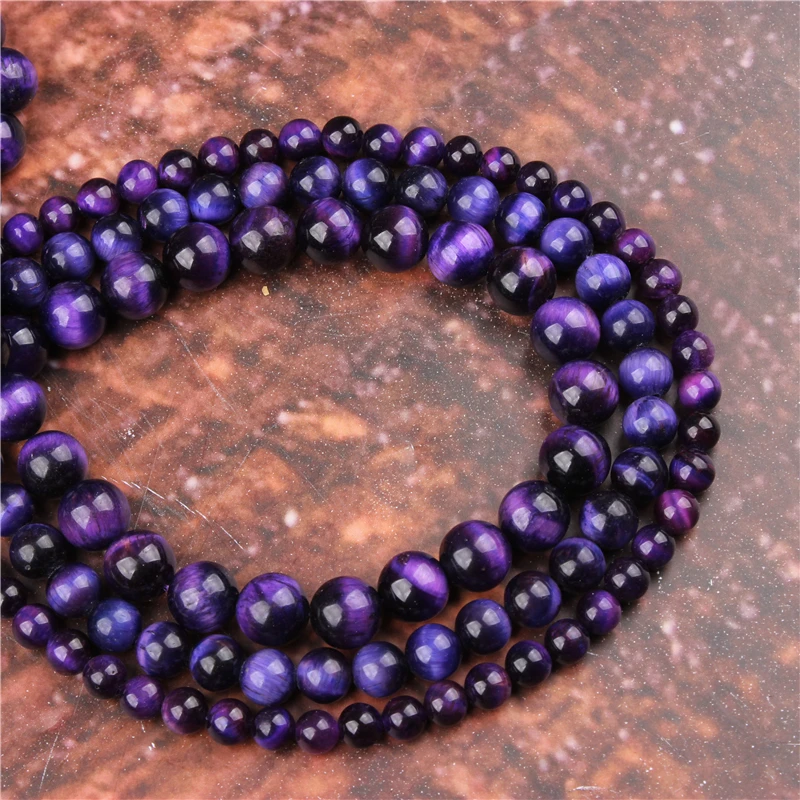 

Fashion Purple Tiger Eye Round Beads Loose Jewelry Stone 4/6/8/10 / 12mm Suitable For Making Jewelry DIY Bracelet Necklace
