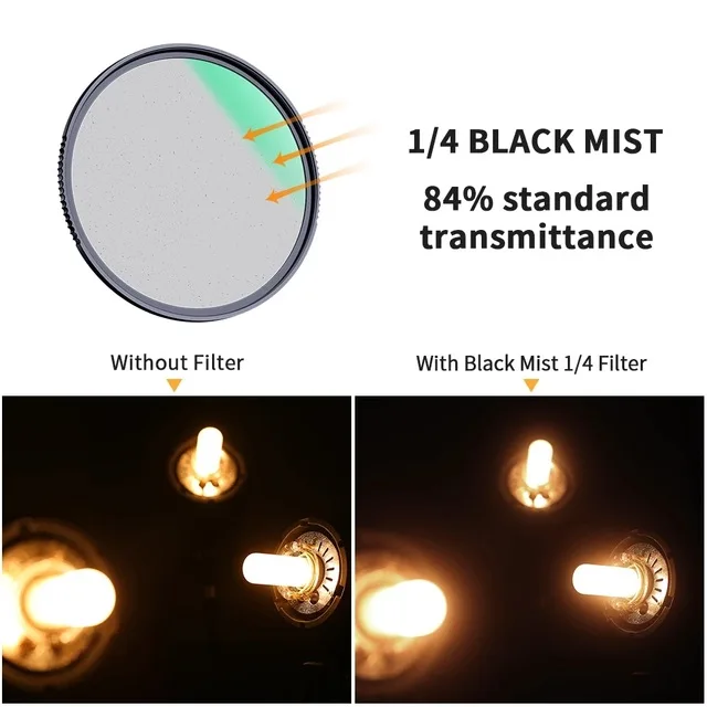 K&ampF Concept Black Mist 1/4 1/8 Lens Filter Special Effects Scratch Resistant Green Coated 49mm 52mm 58mm 62mm 67mm 77mm 82mm |