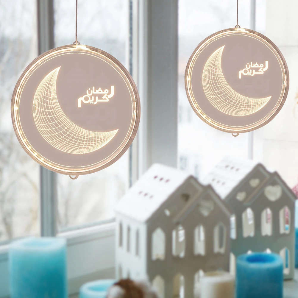 

Islam Muslim Decor LED 3D Eid Mubarak Ramadan Lantern Night Lamp for Window