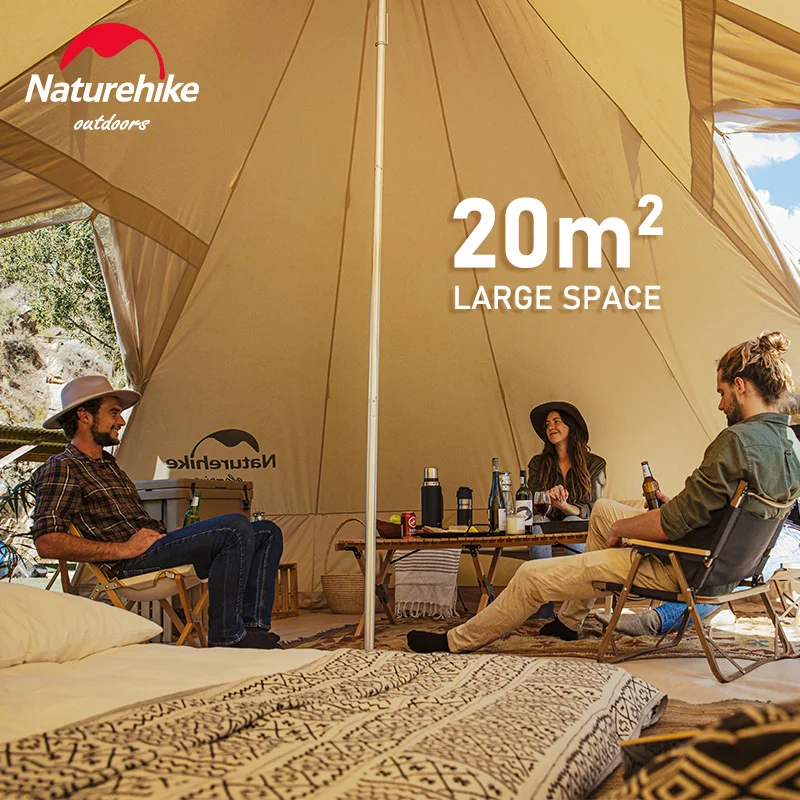 Kaufen Naturehike Brighten20 Zelt Baumwolle Tuch 20 ㎡ Große Pyramide Zelt 3-4 Person Outdoor Winddicht Verdickt Camping Zelt Familie Picknick