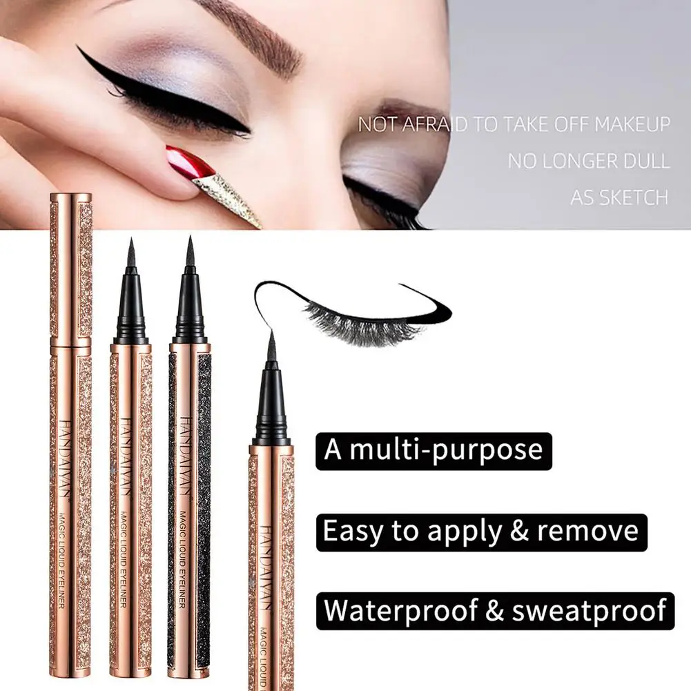 

2-In-1 Waterproof Smudgeproof Longwearing Eye Makeup Adhesive Eyeliner Quick-Drying Liner Pen