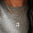 Женское готическое ожерелье с инициалом, золотого цвета, 26 букв алфавита, изящное искусственное ожерелье для шеи в стиле бохо