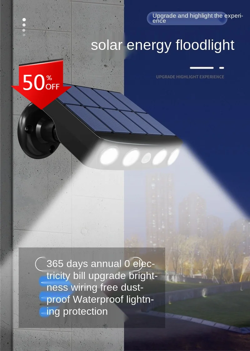 

Powerful Solar Light Outdoor Motion Sensor Waterproof Garden LED Solar Lamp Spotlights For Garden Path Street Led Wall Light