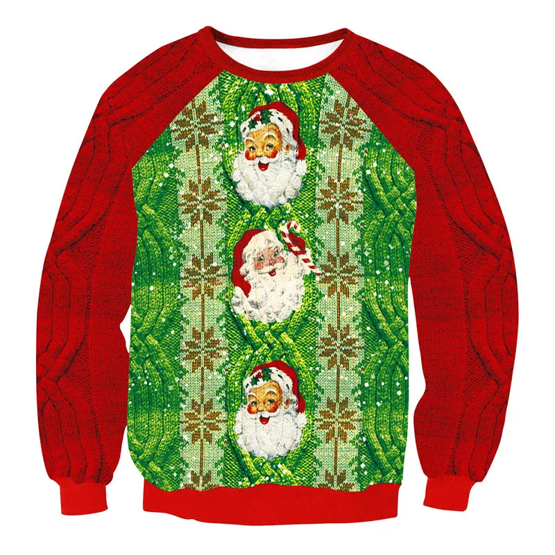 Sweater 4 Унисекс, мужские и женские,, уродливые Рождественские свитера для женщин, с принтом, круглый вырез, свободный женский свитер, Осень-зима, топы, одежда на Рождество, большие размеры - Цвет: Sweater 4