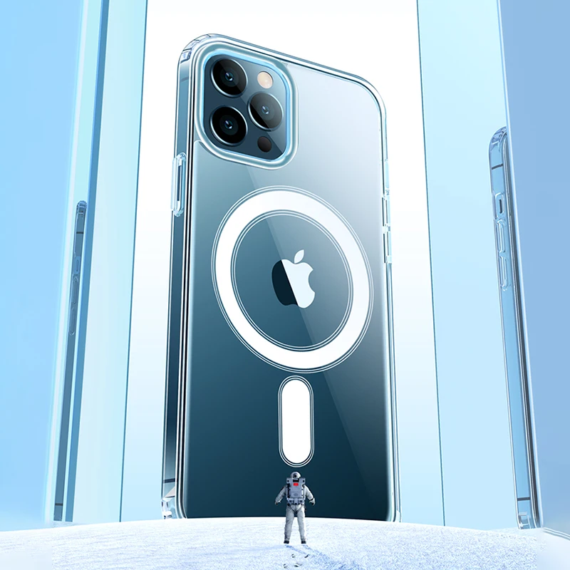 

2 in 1 Wallet Card Bag + Magnetic Clear Case For iPhone 12 Pro/ProMax/12Mini Transparent Case Magnet Ansorption Cards Holder TPU
