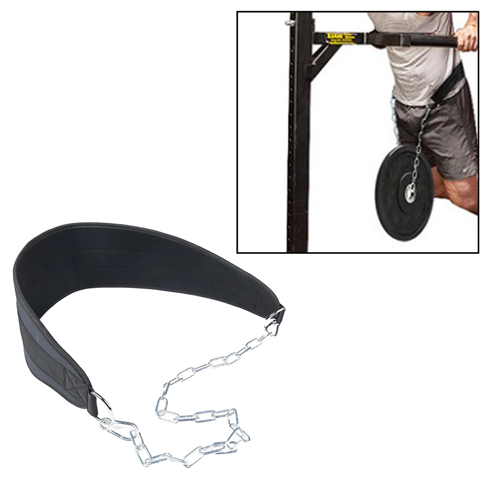 

Dip Belt w/ Adjustable Chain Body Building Weight Lifting Dipping Belt Workout
