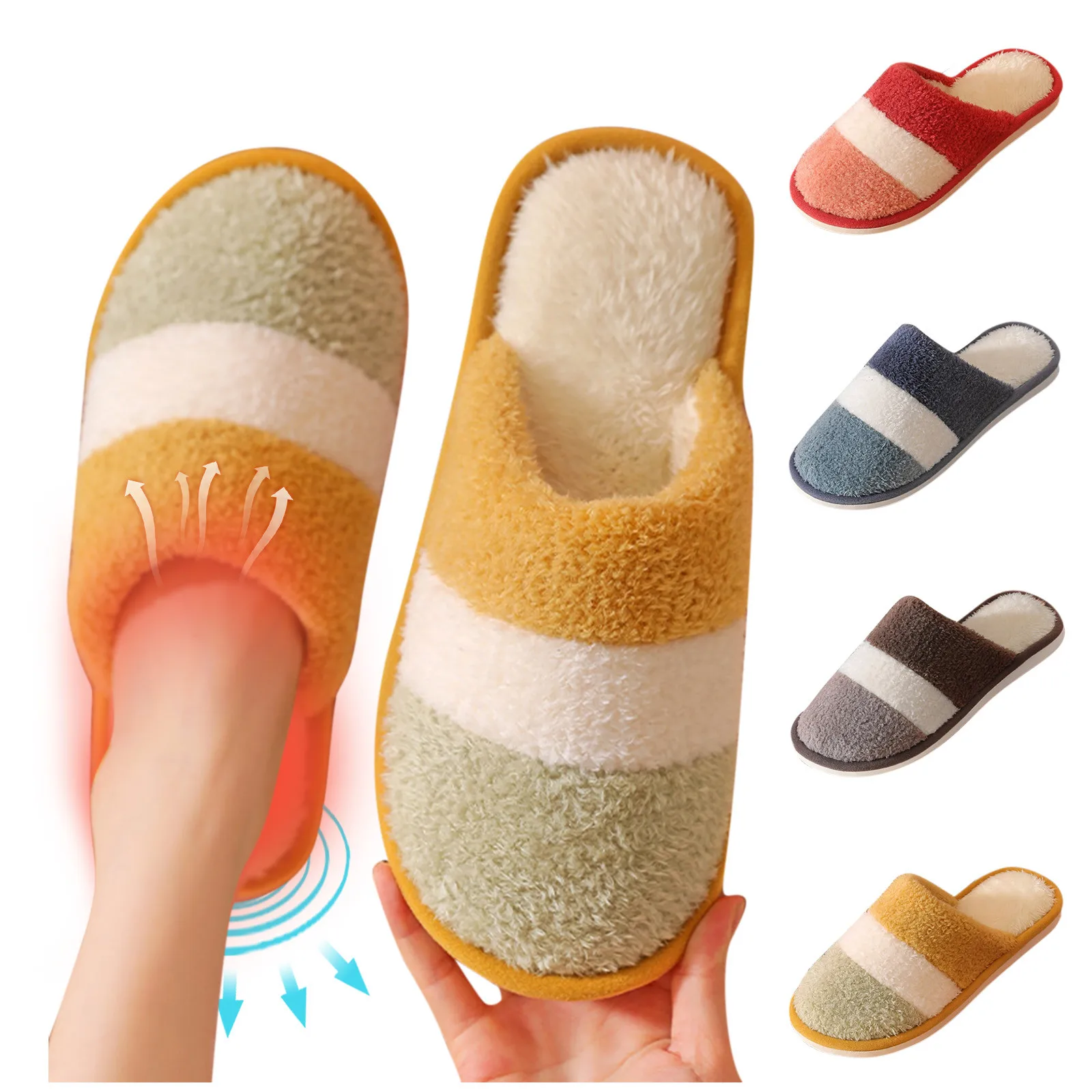 

Womens Slippers For Women Slip On Warm Shoes Soft Plush House Slippers Flip Flop 2021 New Women House Slippers Female