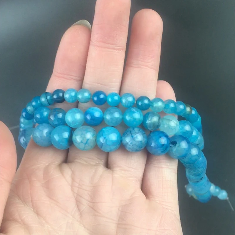 Бусины из натурального камня Blue Fire Агаты круглые бусины россыпью