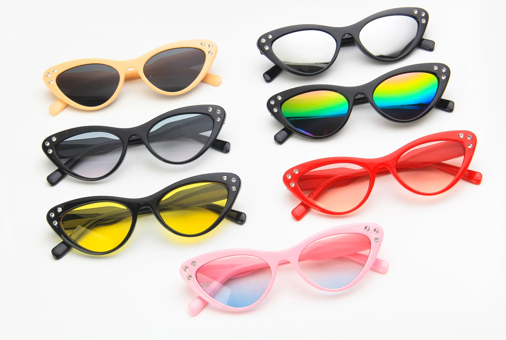 Детские солнцезащитные очки кошачий глаз брендовые дизайнерские зеркальные с