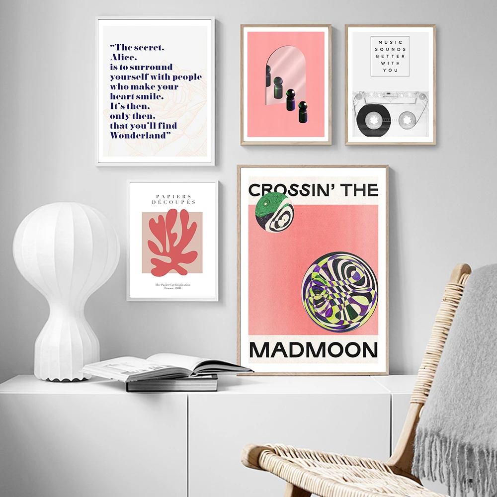 Обои Decoupes Musem Of Modern Абстрактная живопись синяя и розовая фигурка Холст плакат Madmoon