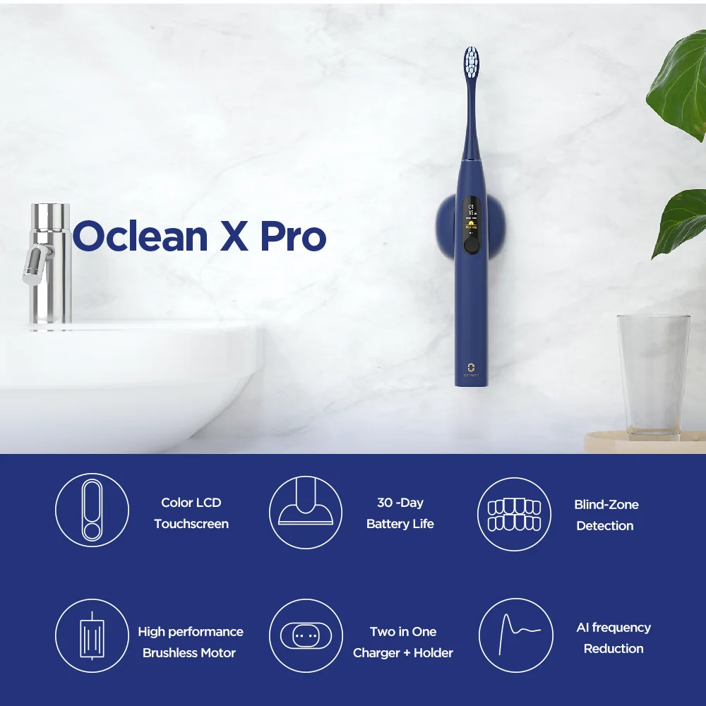 Global Version Oclean X Pro Sonic Electric Toothbrush Adult IPX7 2-in-1 Charger Holder Color Touch Screen Fast Charge | Бытовая техника