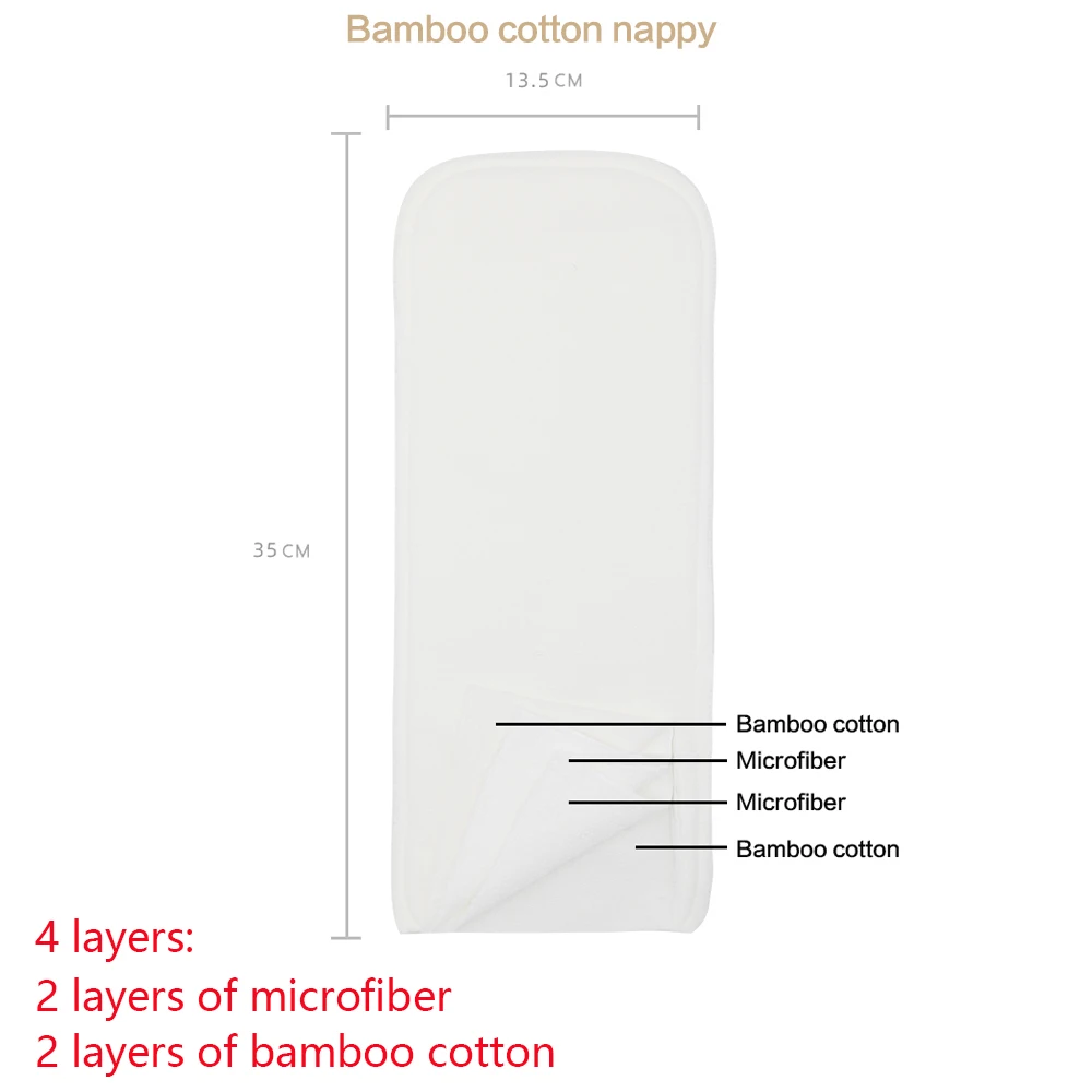 Rainbow & Iris-pa&ntilde;al de algod&oacute;n de bamb&uacute; saludable, inserci&oacute;n de pa&ntilde;al, s&uacute;per suave, absorbente, transpirable, 10 Uds.-4