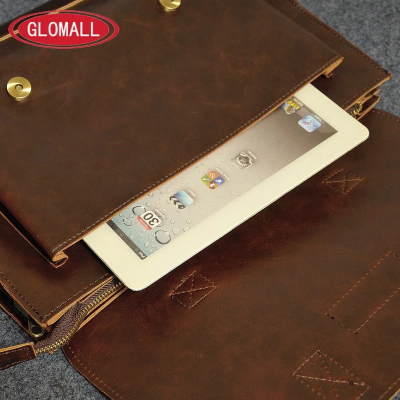 Портфель мужской из кожи Крейзи Хорс дизайнерский винтажный саквояж на плечо