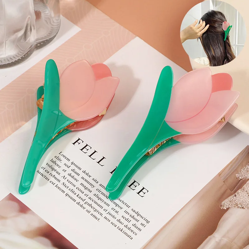 

Tulip Little Daisy Headdress High Texture Acrylic Women Hair Clips Crab Flower Hair Clip accessories for Girls