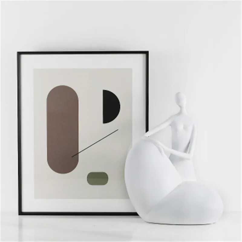 

Bao Guang Ta Nordic Simple Geometry Sitting Woman Statue Modern Art Living Room TV Cabinet Sculpture Home Decor Figurines A3068