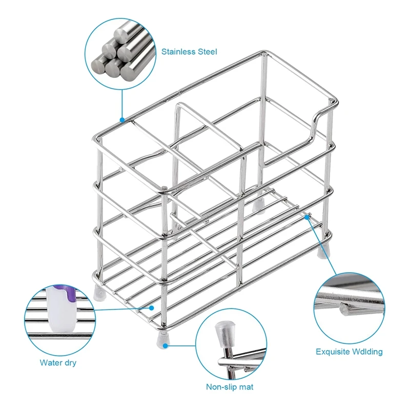 2 Pack Stainless Steel Toothbrush Holder 5 Slots Wall Rack Storage Organizer For Bathroom | Дом и сад