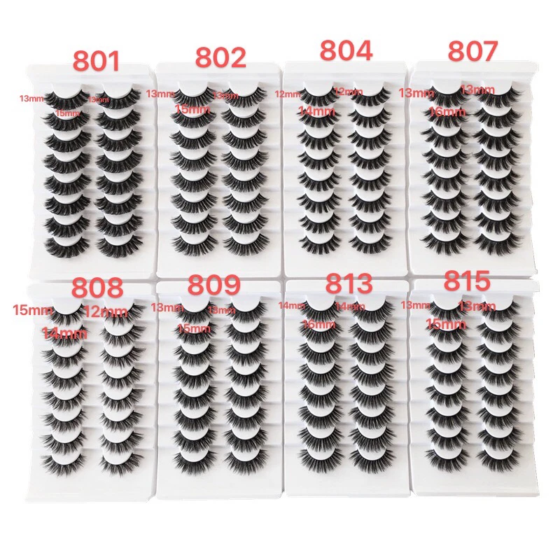 

10PCS Makeup Eyelashes 3D Mink Lashes Fluffy Soft Wispy Volume Natural long Cross False Eyelashes Eye Lashes Reusable Eyelash