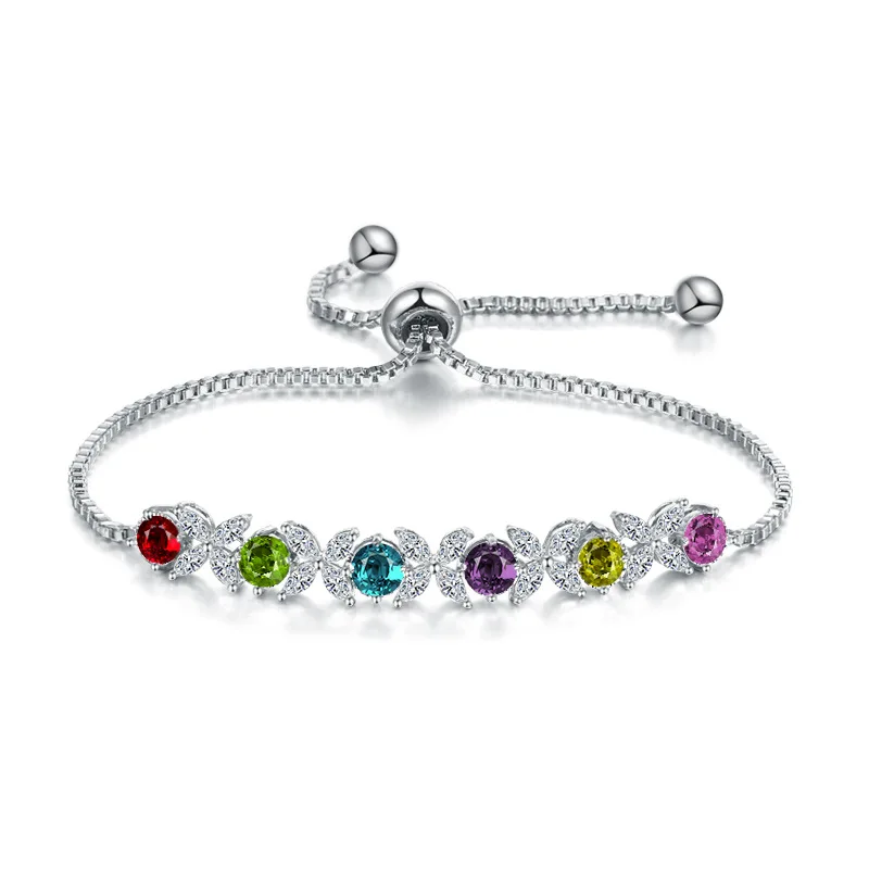 011 COLOR CZ MIEG Марка Ассорти кубического циркония фианит, циркон, кристалл слайд регулируемый браслет покрытый розовым золотом/Родием серебро/желто-золотой Цвет - Окраска металла: 011 COLOR CZ