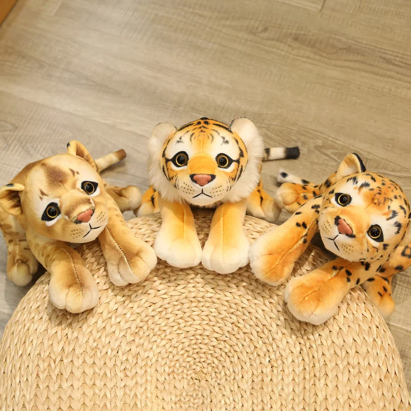 

1pc 30CM Simulation Lion Tiger Leopard Plush Toys Home Decor Stuffed Real Life Animals Dolls Soft Pillow for Kids Boys Gift
