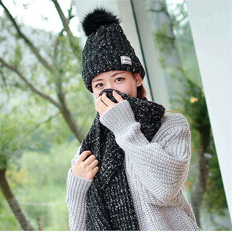 Модные подарочные теплые зимние женские шапки и шарфы элегантный шарф шапка