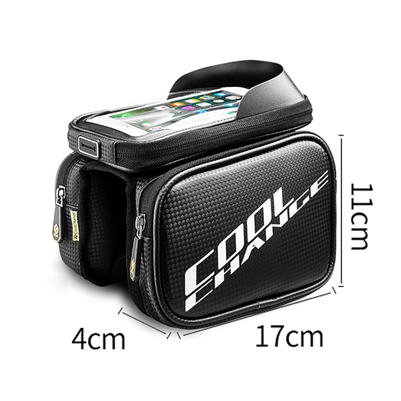 

Large Capacity Bike Accessories Bag TPU Touch Screen Phone Bag Bicycle Night Reflective Top Tube Bag Durable PU Fabric XA146Q