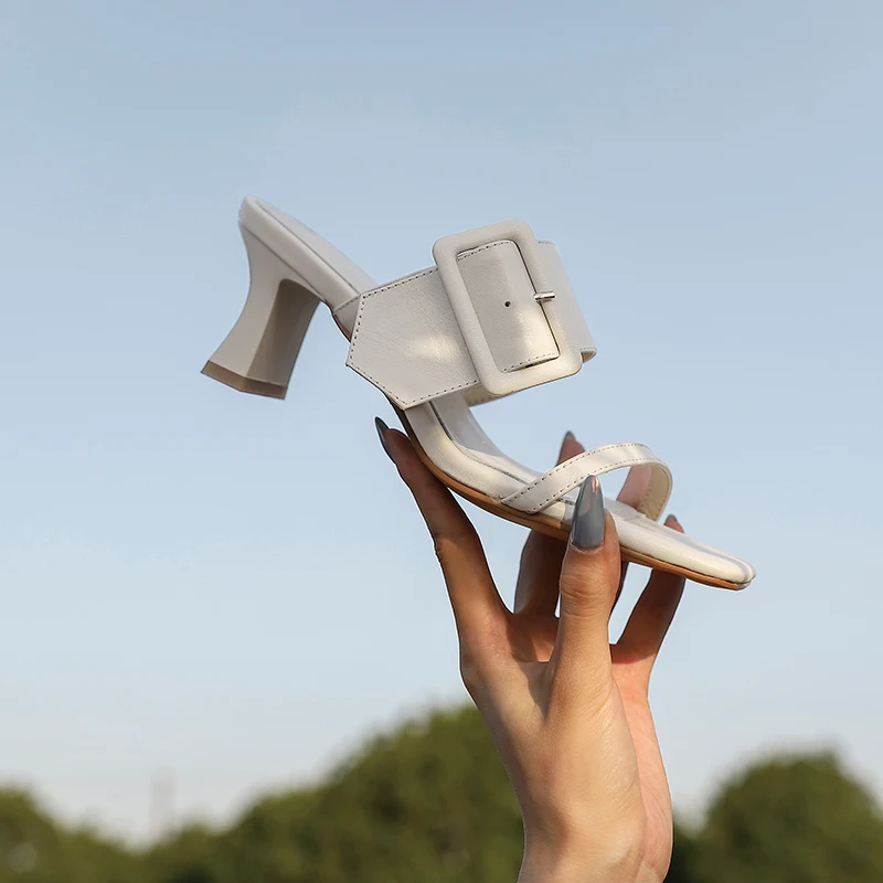 

Сандалии женские из натуральной кожи, босоножки ручной работы, открытый ремешок, пряжка, высокий каблук, тапки, платформа, размеры 34-40