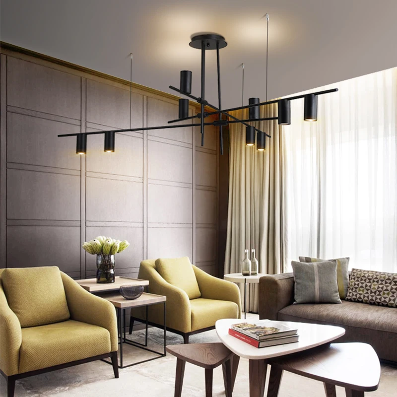 Скандинавская золотистая/черная металлическая светодиодная люстра GU10