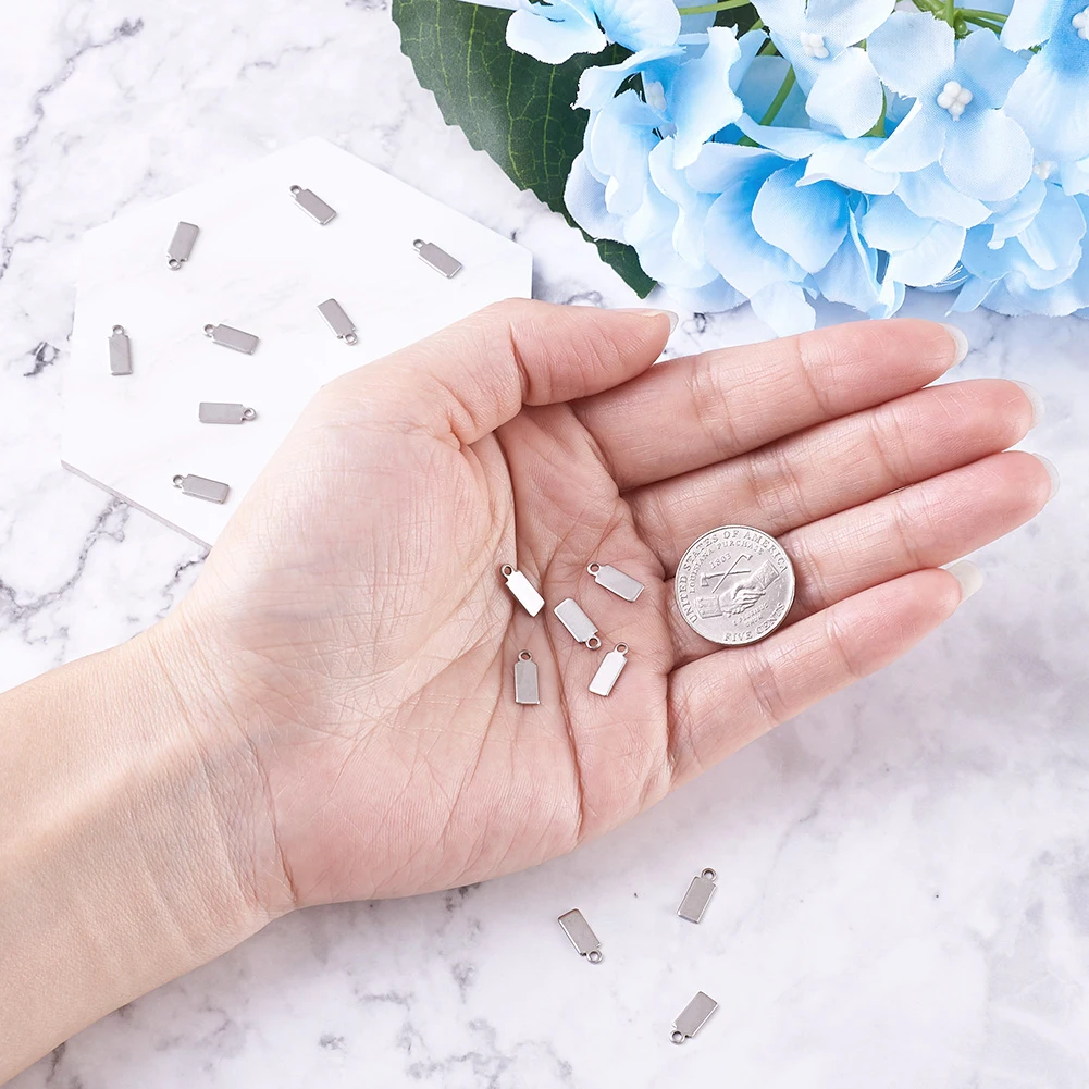 100 шт. прямоугольные пустые штампованные бирки из нержавеющей стали 304 Подвески
