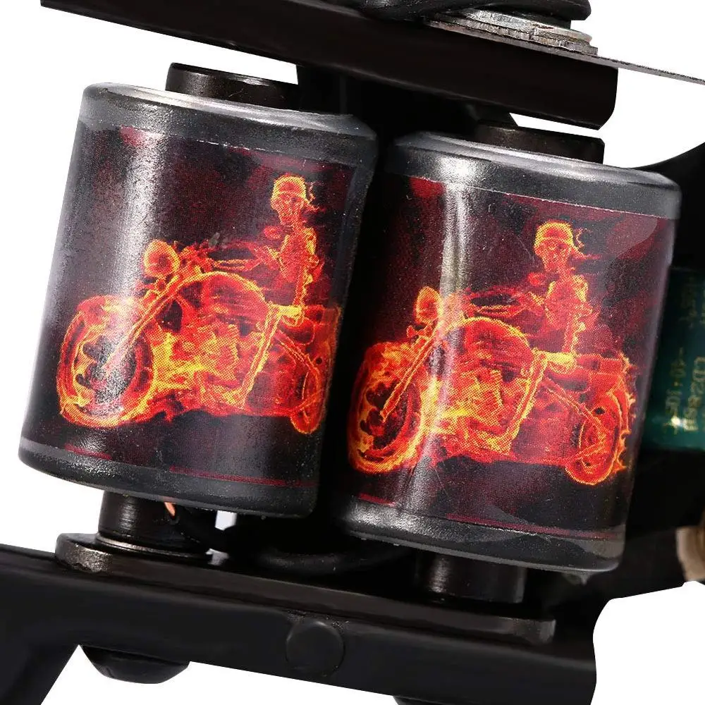 Чугунная машинка для татуировок с 10 катушками машинки рисунком дракона и огня