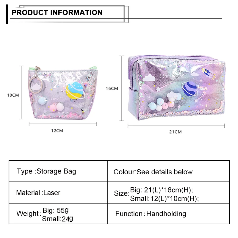 Женская косметичка с блестками модный переносной чехол на молнии песочным