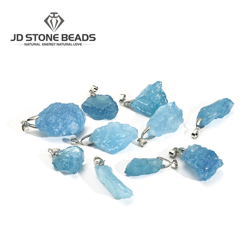 1pc Natural Aquamarine Raw Stone Pendant Energy Original Fashion Jewelry For Men Women DIY Necklace gift | Украшения и аксессуары