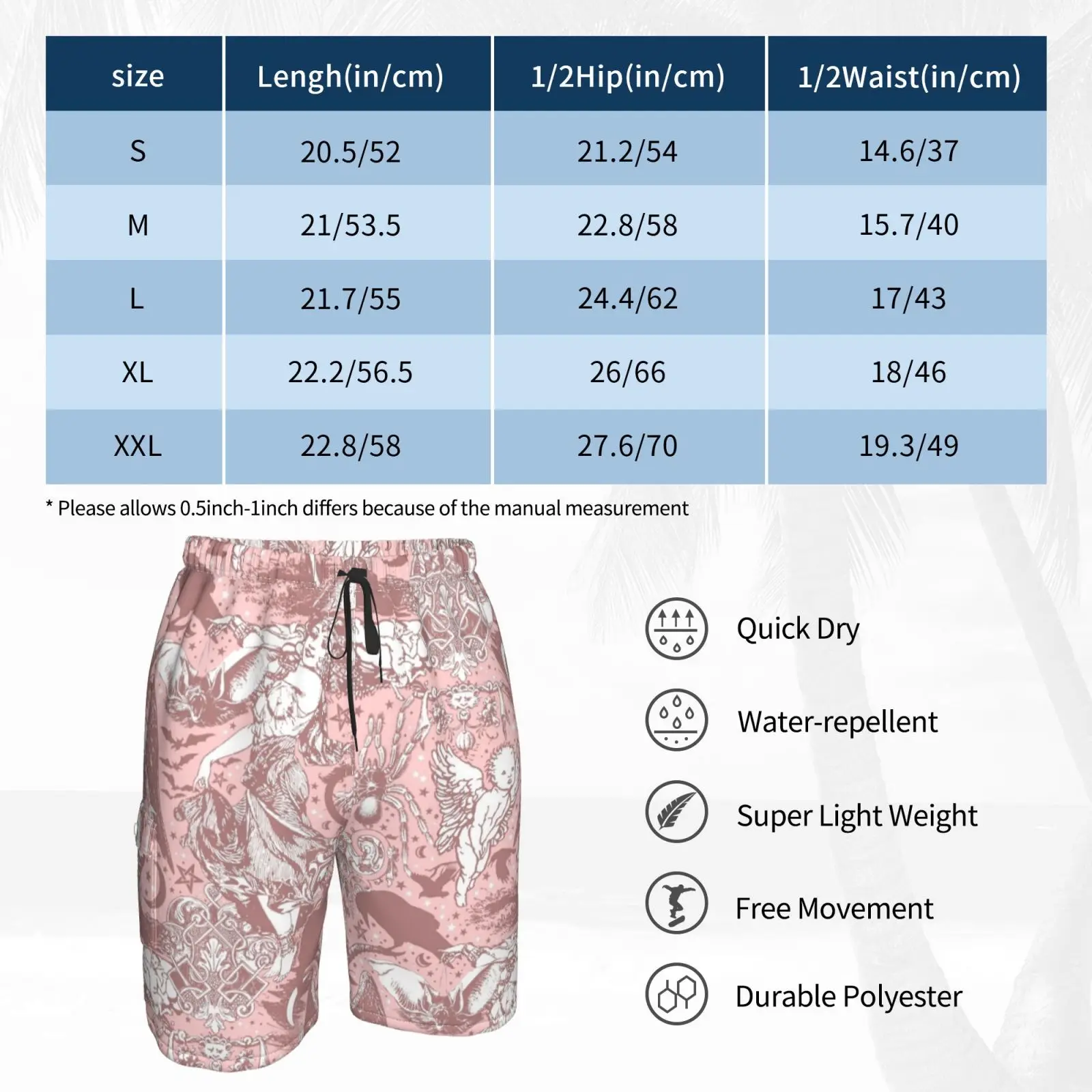 Пляжные шорты Pastel Goth готические мистические Baphomet клоп-книжки с узором лосят