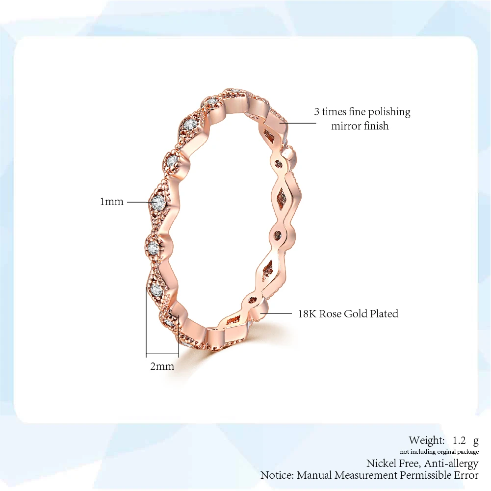 Trendy Thin Rings For Women Retro Wave Dainty Ring Rose Gold Color Party Daily Gift Fashion Jewelry Wholesale Dropship R029 images - 6