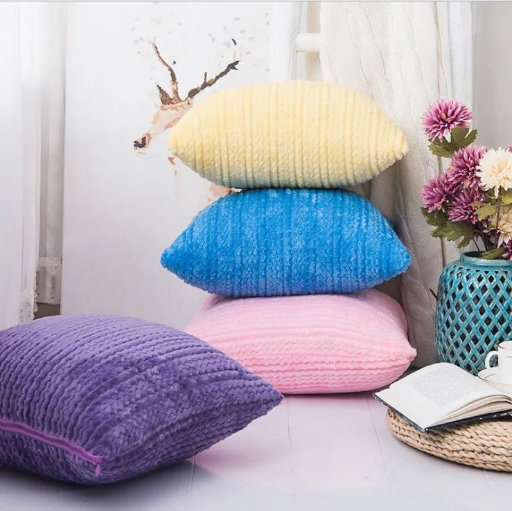 Мягкая плюшевая наволочка для подушки кофейного серого синего желтого цвета 43X43