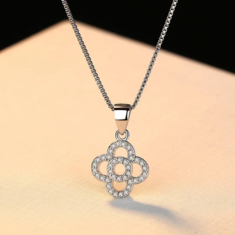 Женское Ожерелье с инкрустированным кристаллом клевера простое ожерелье
