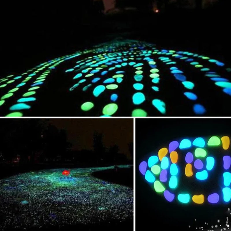100 шт. светится в темноте садовые камни светящиеся для прогулок садовая дорожка