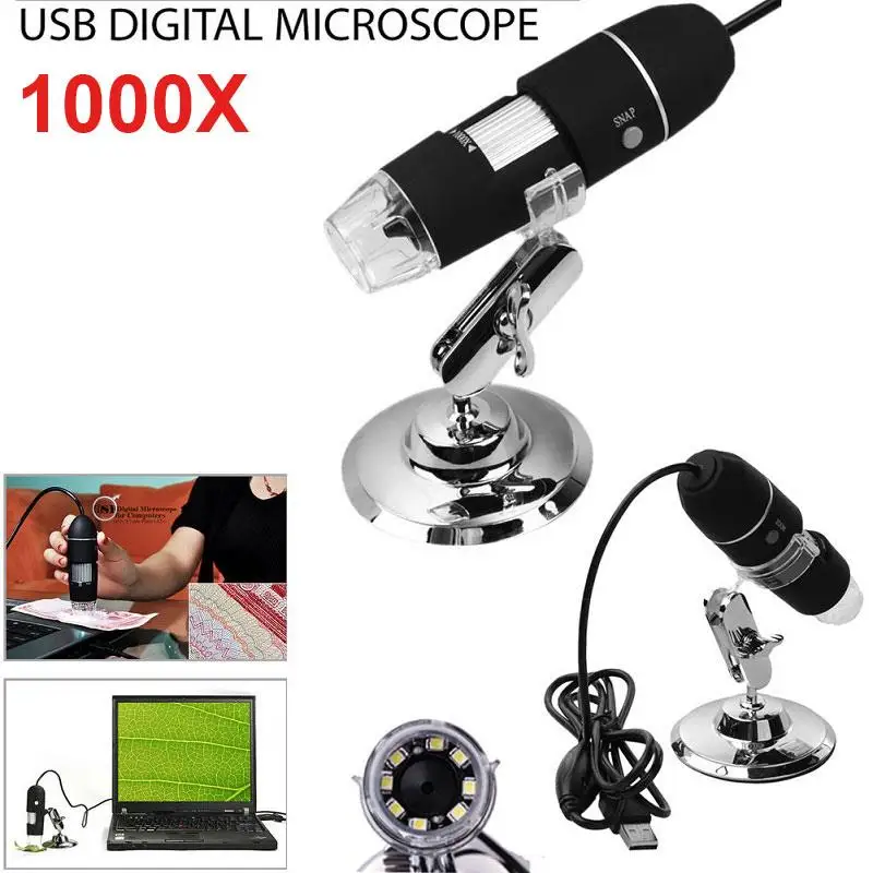 

Black 8LED Real-Time Video Computers Waterproof Durable Practical Photos Monitoring Endoscope Inspection Portable