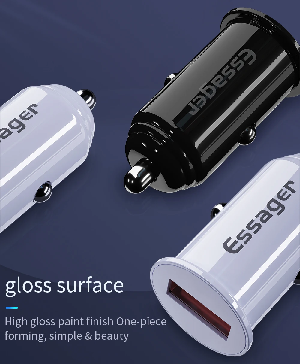 Мини Автомобильное зарядное устройство Essager Quick Charge 3,0 для iPhone, samsung, Xiaomi, быстрый автомобильный адаптер для зарядки QC 3,0 QC3.0, зарядное устройство для мобильного телефона