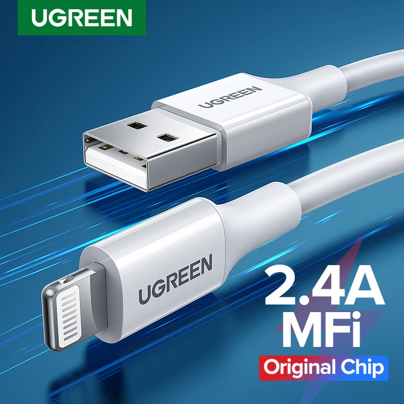 Ugreen-Cable cargador USB Lightning con certificado MFI, carga rápida de datos para...