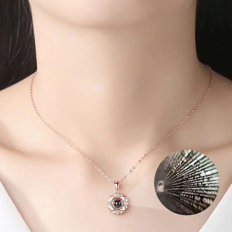 Подарок на день матери люблю тебя в 100 языков проекции Цепочки и ожерелья Юбилей