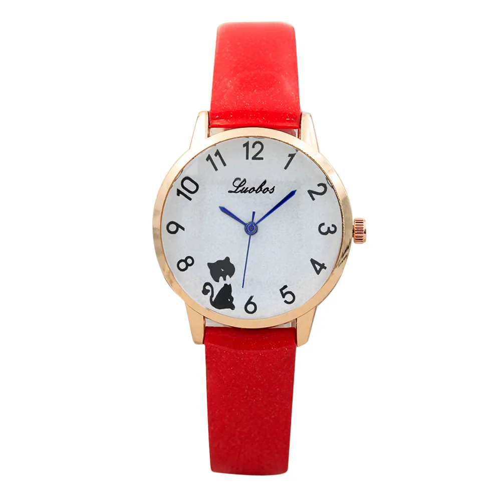 Женские часы с модной лентой цифровой циферблат кожаный ремешок кварцевые со