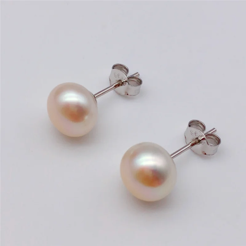 Серьги гвоздики с натуральным пресноводным разноцветным жемчугом 8 5